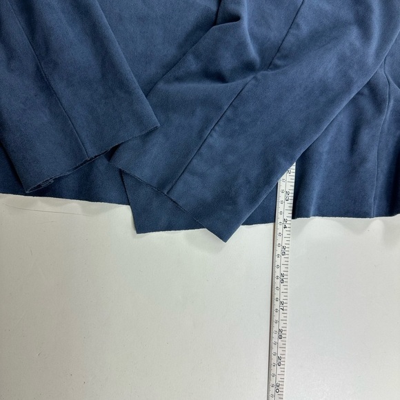 LOFT Blue Washable Suede Open Front Drape Jacket Size 14 Lightweight - Picture 9 of 9